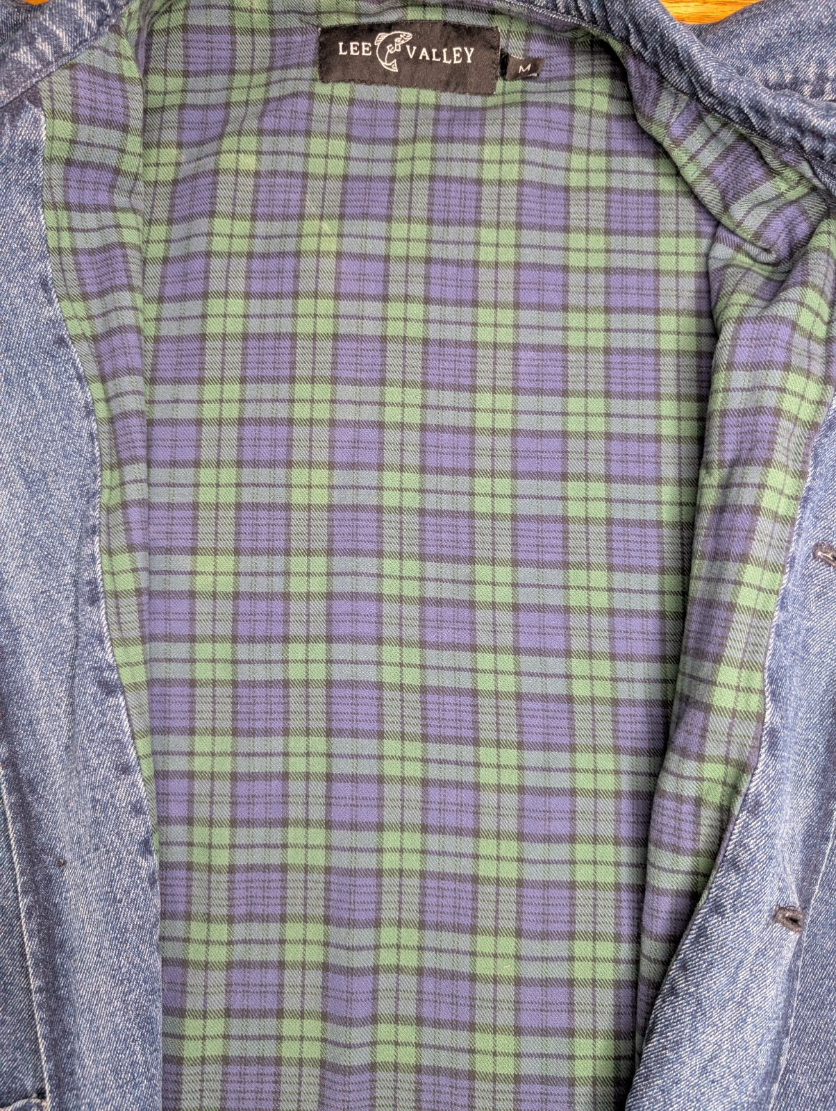 Lee Valley Men’s Denim Flannel Lined Chore Jacket Size M Made In Ireland