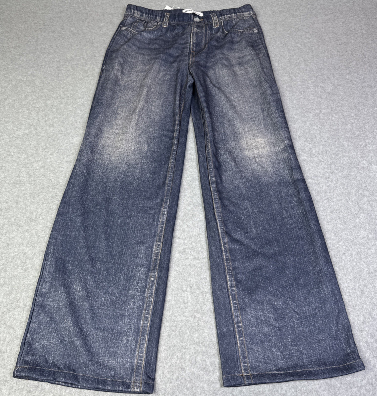 NEW Mila Rosabella Women’s Size L Pull On Faux Jeans Pants Wide Leg Stretchy