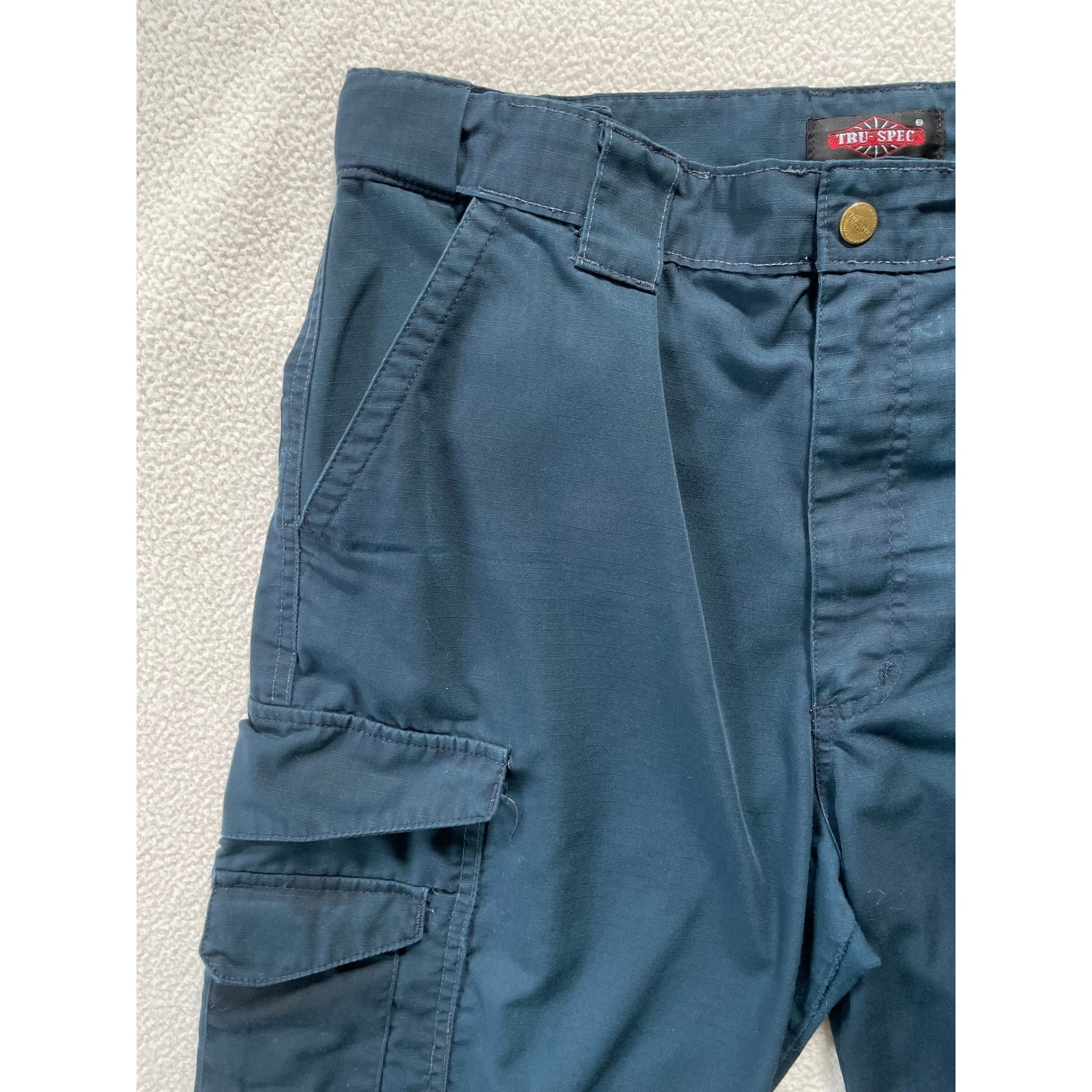 Tru-Spec Mens 34/32 Tactical Cargo Pants Navy Blue Ripstop Workwear – Distressed