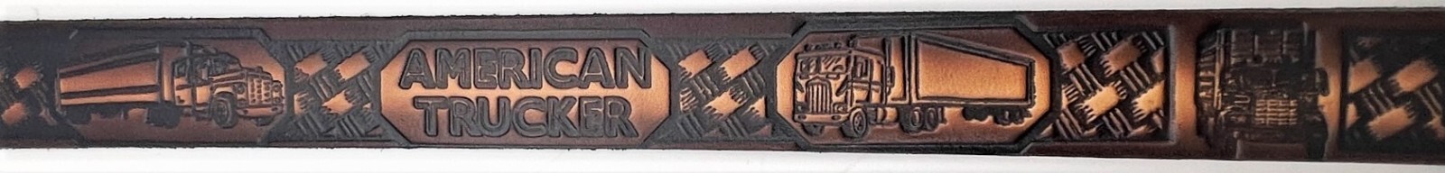 AMERICAN TRUCKER MOTORCYCLE COWHIDE EMBOSSED LEATHER BELT SIZE 26-48 MADE IN USA