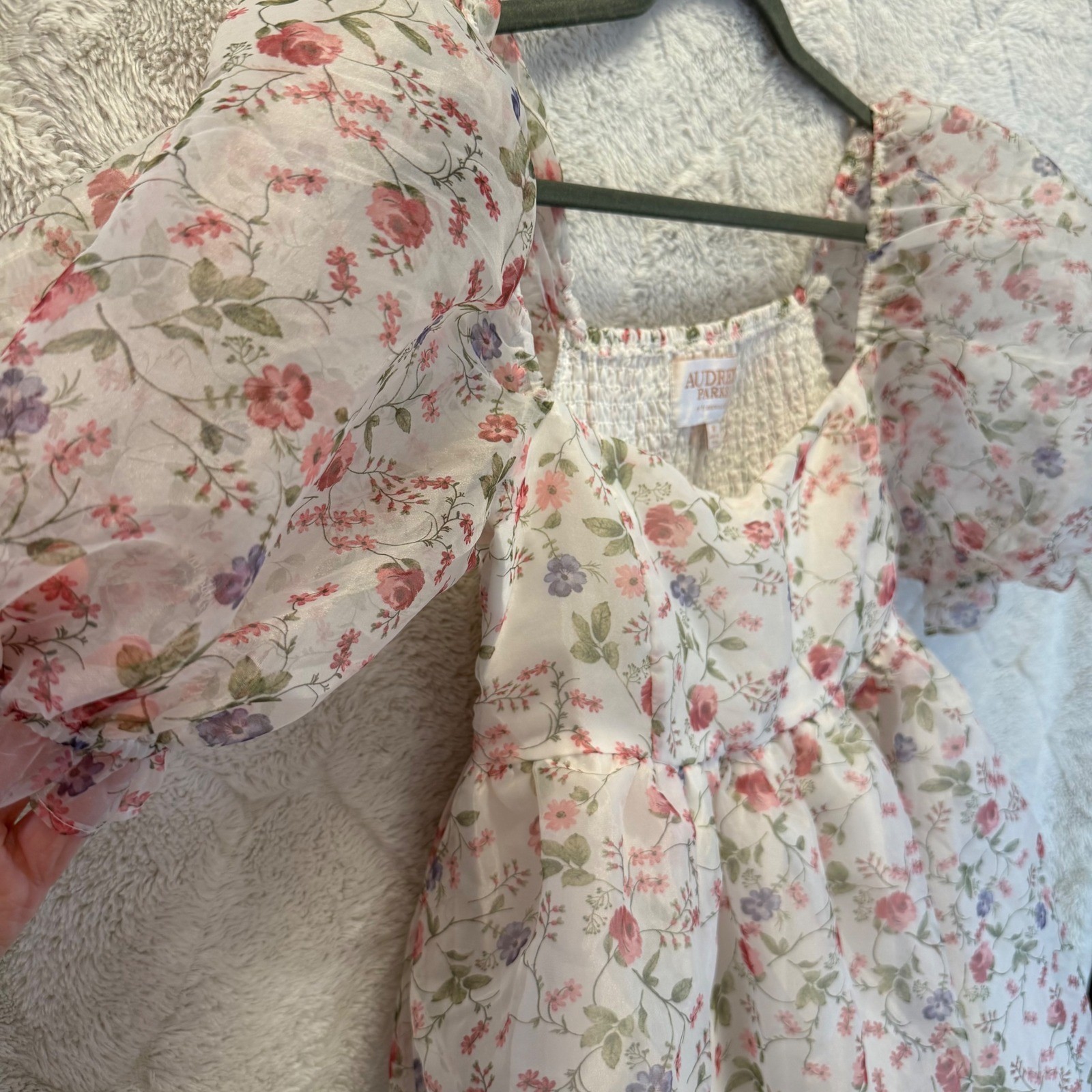 Coquette Cottagecore Floral Puff Sleeve Babydoll Dress Milkmaid Audrey Parks S