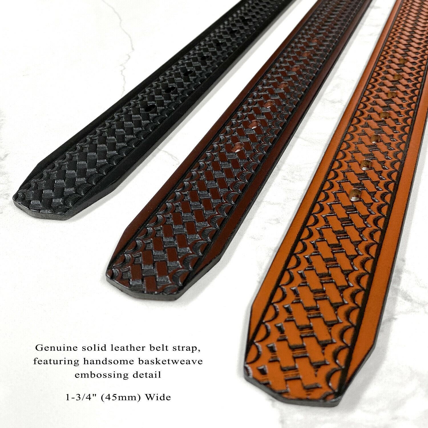 Utility Uniform Work Belt Basketweave Full Grain Leather Belt Strap 1-3/4″ Wide