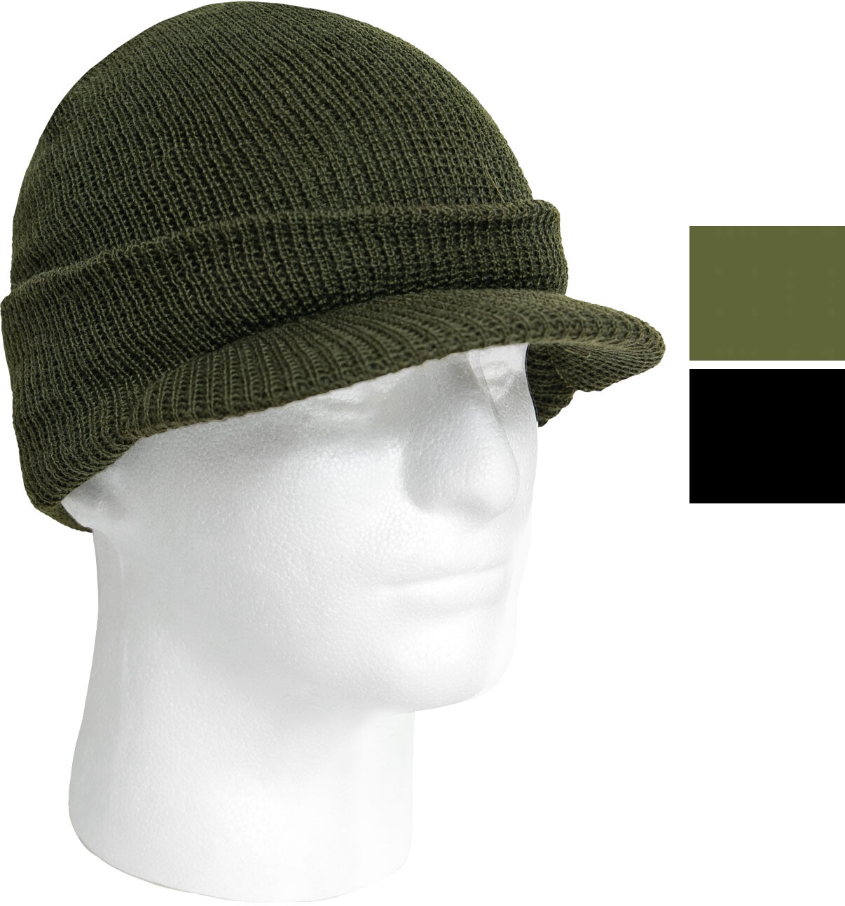 100% Wool Beanie Jeep Cap US Government DOD Double Layer Brim Visor Hat USA Made