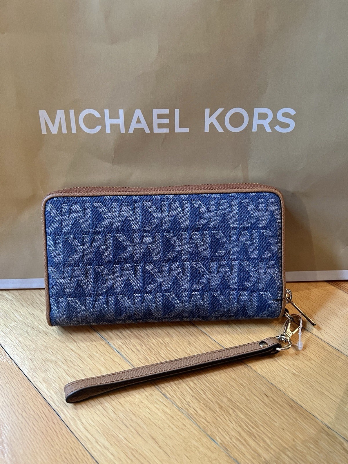 Michael Kors Large Hamilton Frame Out Monogram Denim Tote & Wallet Set