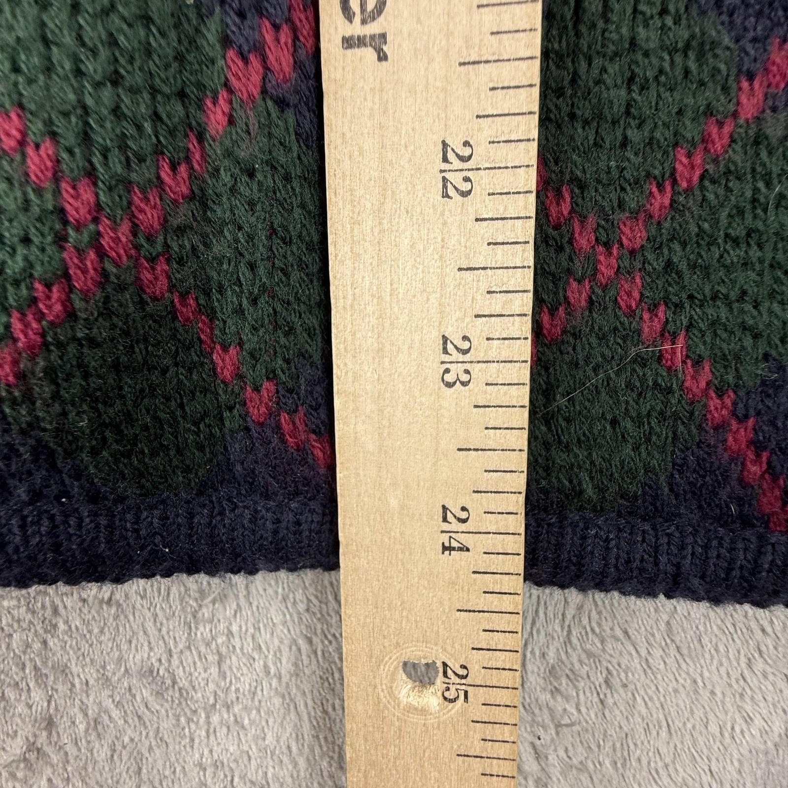 Vintage Crystal Kobe Cardigan Sweater Womens Medium Argyle Pockets Preppy 90s