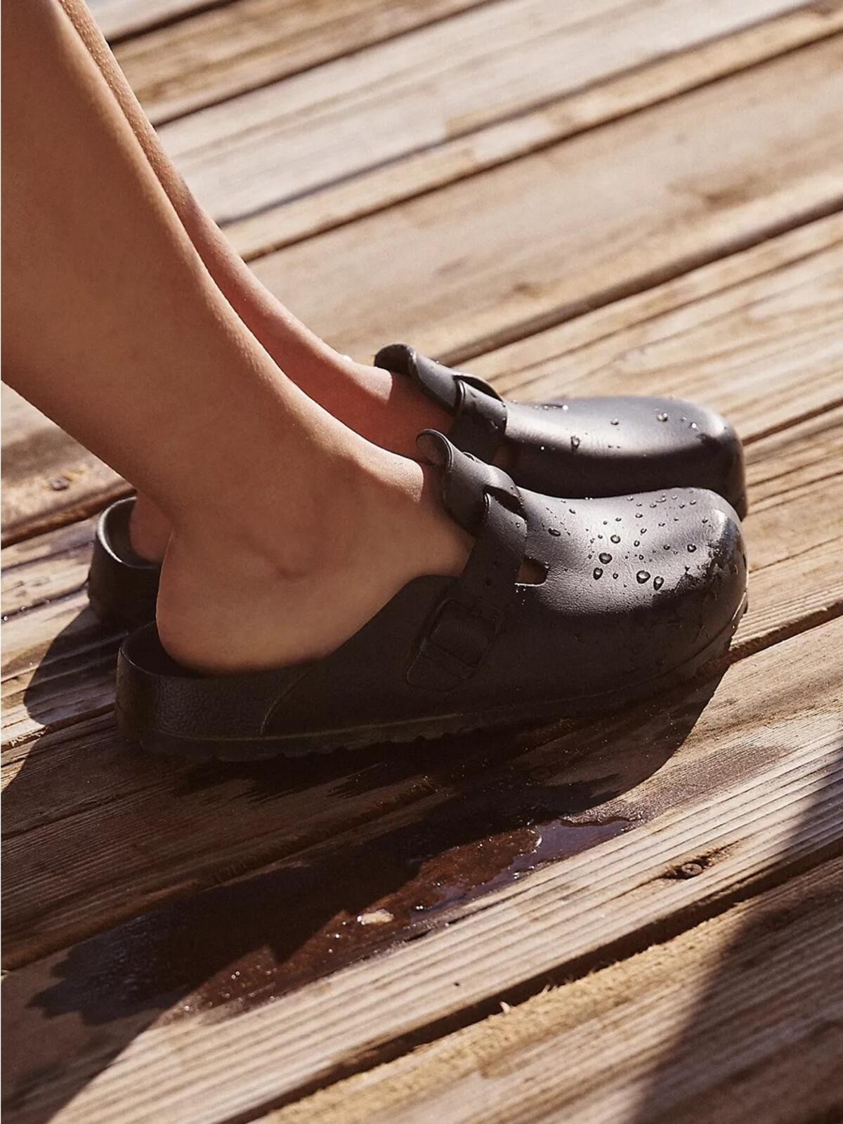 Blk Birkenstock Eva Clogs with Adjustable Strap • 38 Narrow