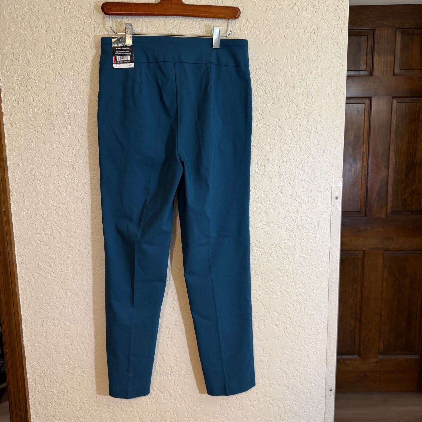 Counterparts Slim Leg Pants Womens S Teal Super Stretch Mid Rise Sailor NEW