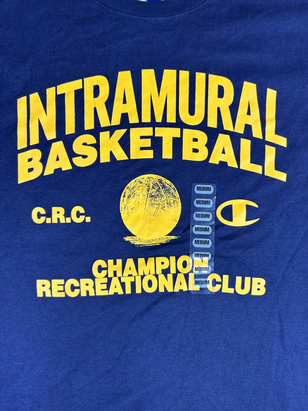 Champion Intramural Basketball Graphic Tee Men’s Medium Navy Yellow CRC Logo NWT