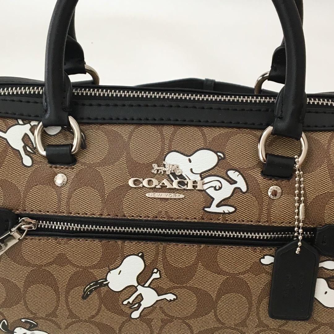 COACH x Peanuts Rowan Satchel In Signature Canvas Snoopy print C4118 outlet New