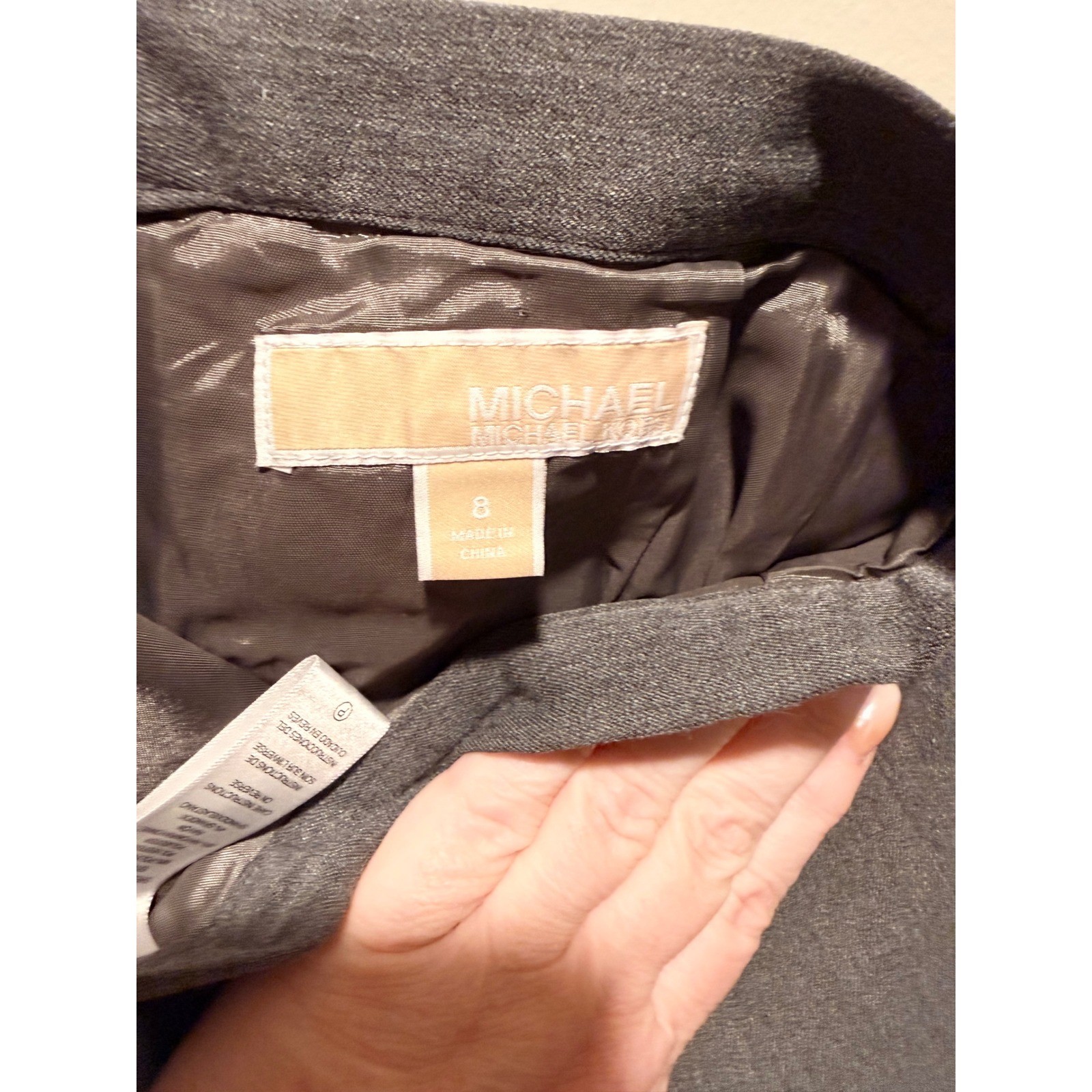 Michael Kors Gray Lined Straight Midi Skirt Size 8
