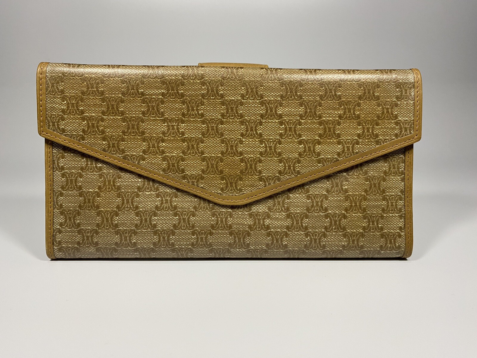 CELINE Rare Long Wallet Logo Triomphe Macadam Canvas Leather Made in Italy