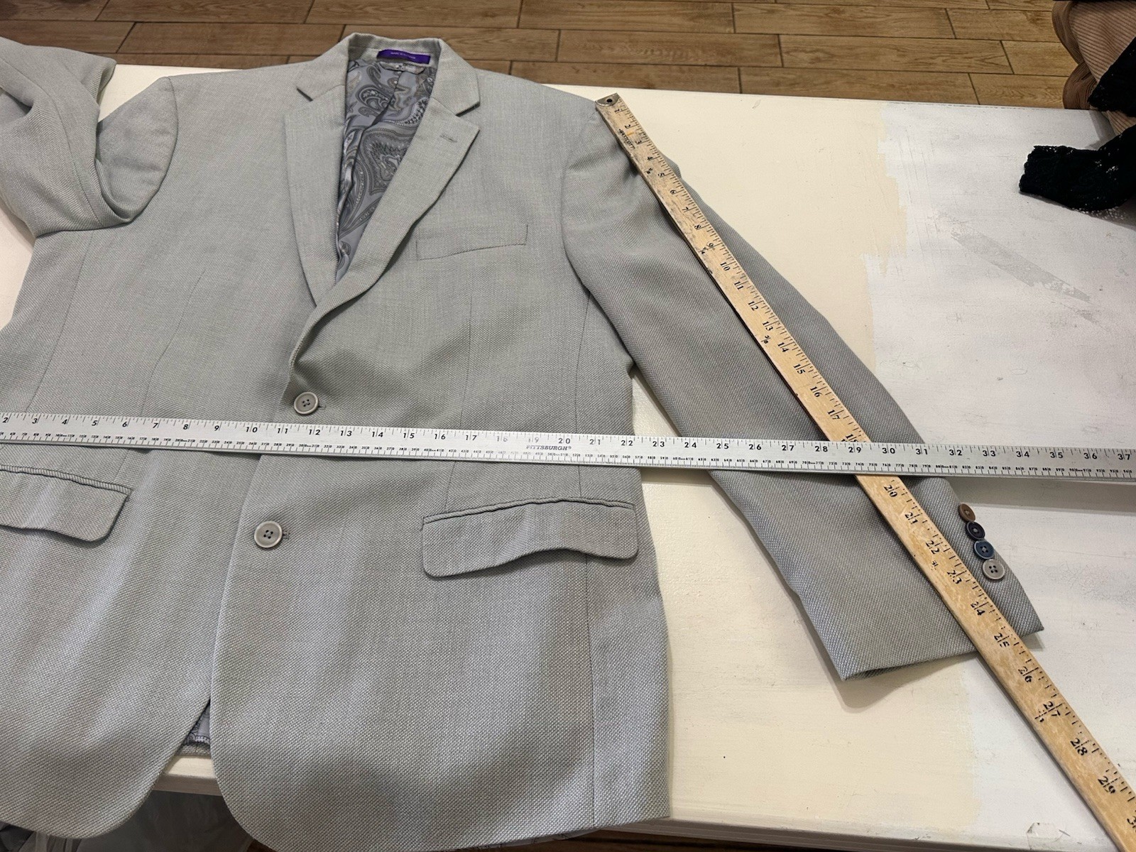 Men’s Tallia Polyester Blend Two Button Light Gray Sport Coat Size XL