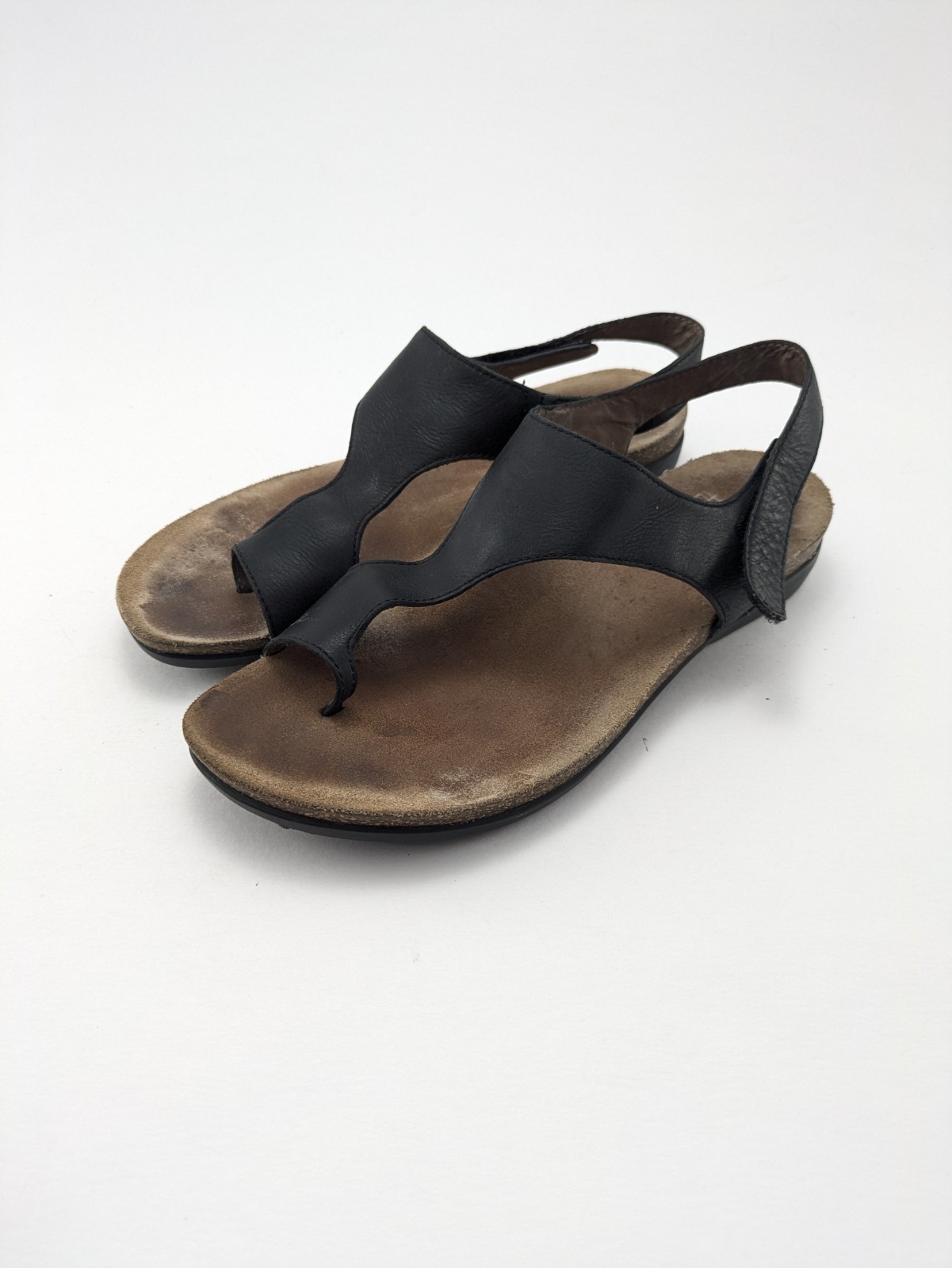Womens Dansko Reece Waxy Black Burnished Leather Sandals 6024470200 Size 9-9.5