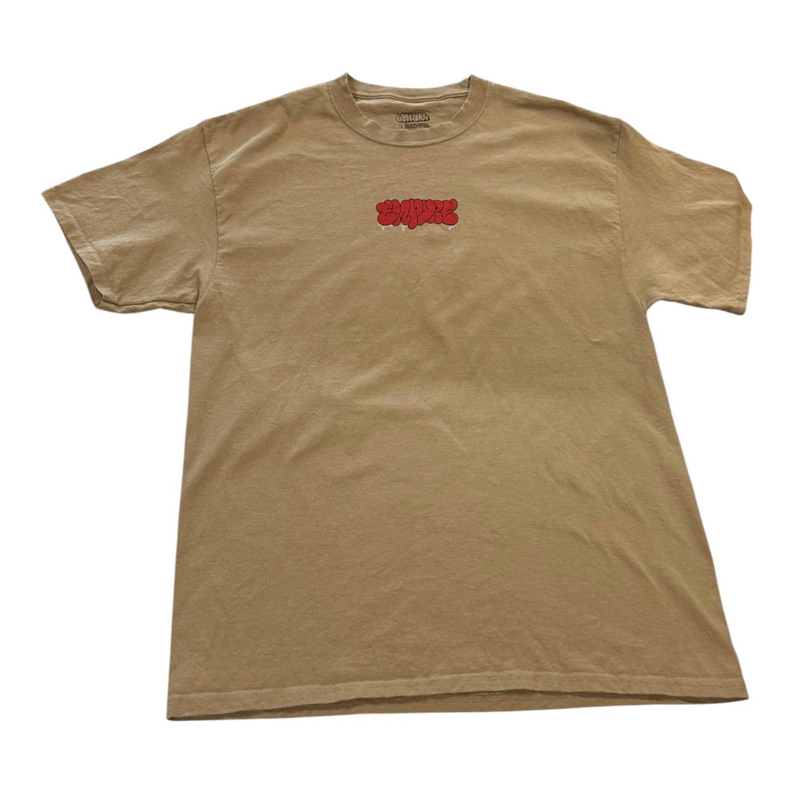 Empyre Graphic T-Shirt Men’s Large Tan Skate Streetwear Cartoon Graffiti Tee