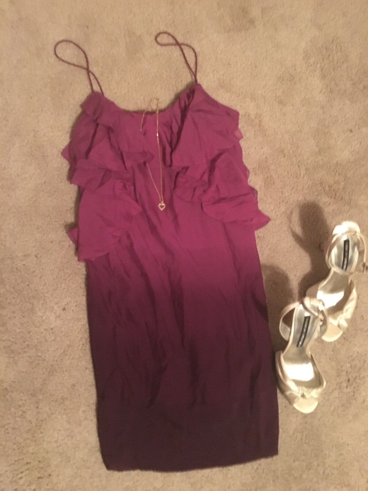 $395 REBECCA TAYLOR SILK Dress 6 S Ruffle Ombre Chloe Dye spade Magnolia kate