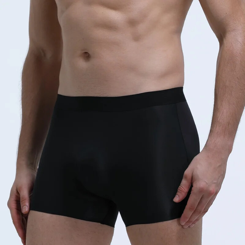 Mens Boxer Briefs Ice Silk Panties Comfortable Cool Underwear Super Thin Trunks