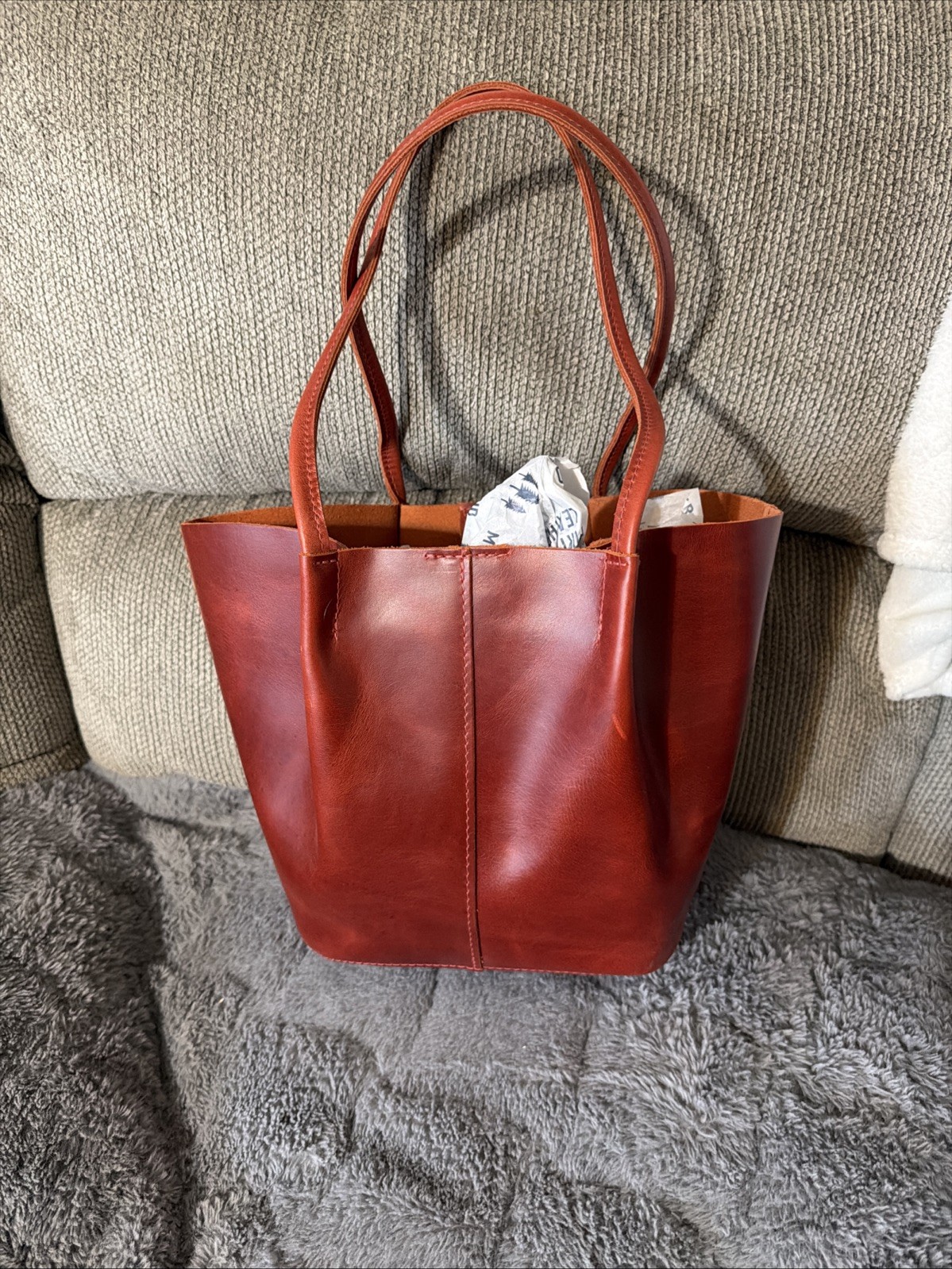 Portland Leather Goods Large Devan Bucket Tote In Rosso