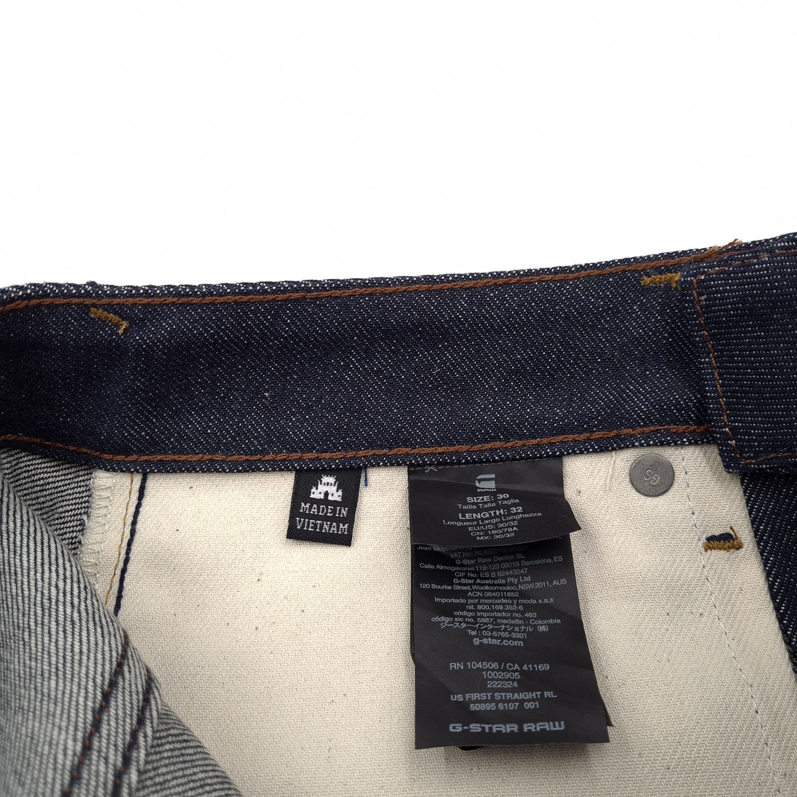 G-Star Jeans US First Straight RL Selvage Dead Stock Men Ek3 Size W30 L32