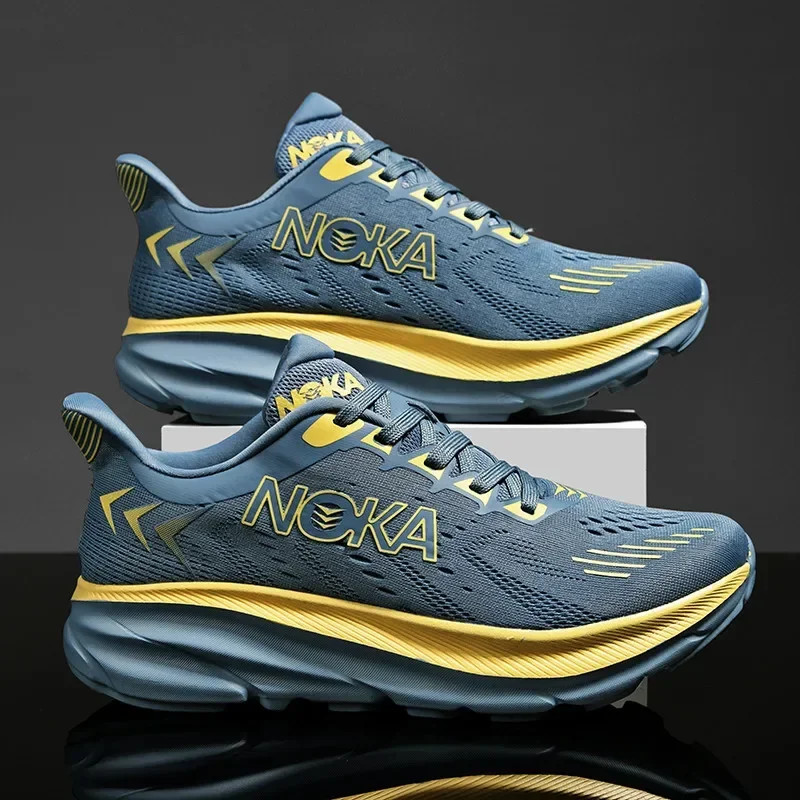 Men’s Cushioned Running Shoes Lightweight Breathable Mesh Sneakers Hoka Style