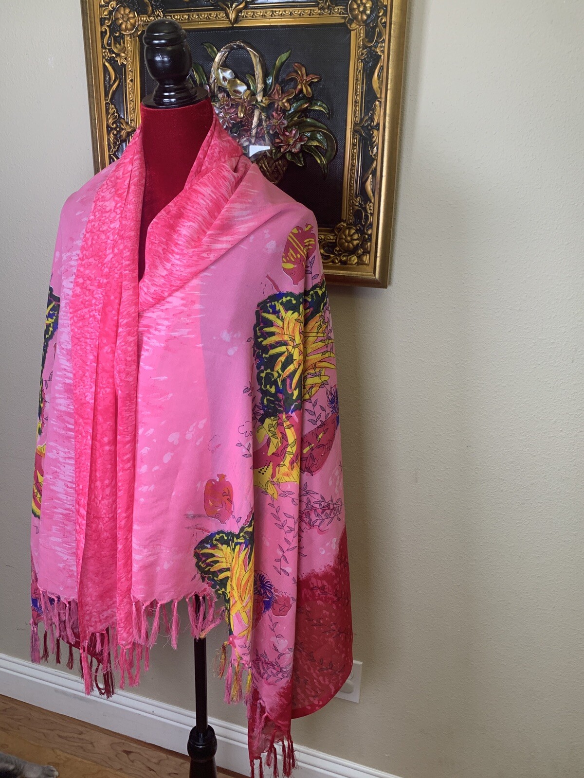 Large 180 *110 m . 100 % GEORGETTE Pink Pattern Scarf And ShawL