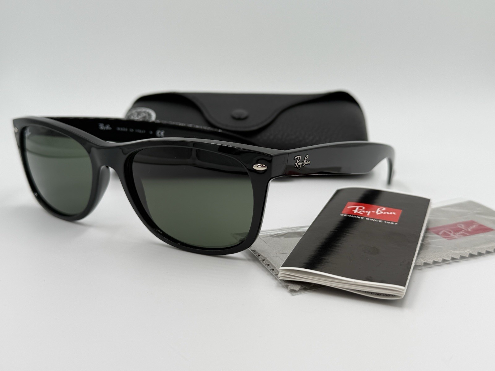 RAY BAN RB2132 901 58mm NEW WAYFARER Black; Green Classic G15 AUTHENTIC ITALY
