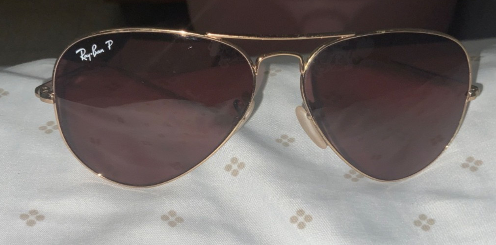 Ray-Ban Adult Aviator Metal II Polarized Arista Gold/Purple Classic Sunglasses