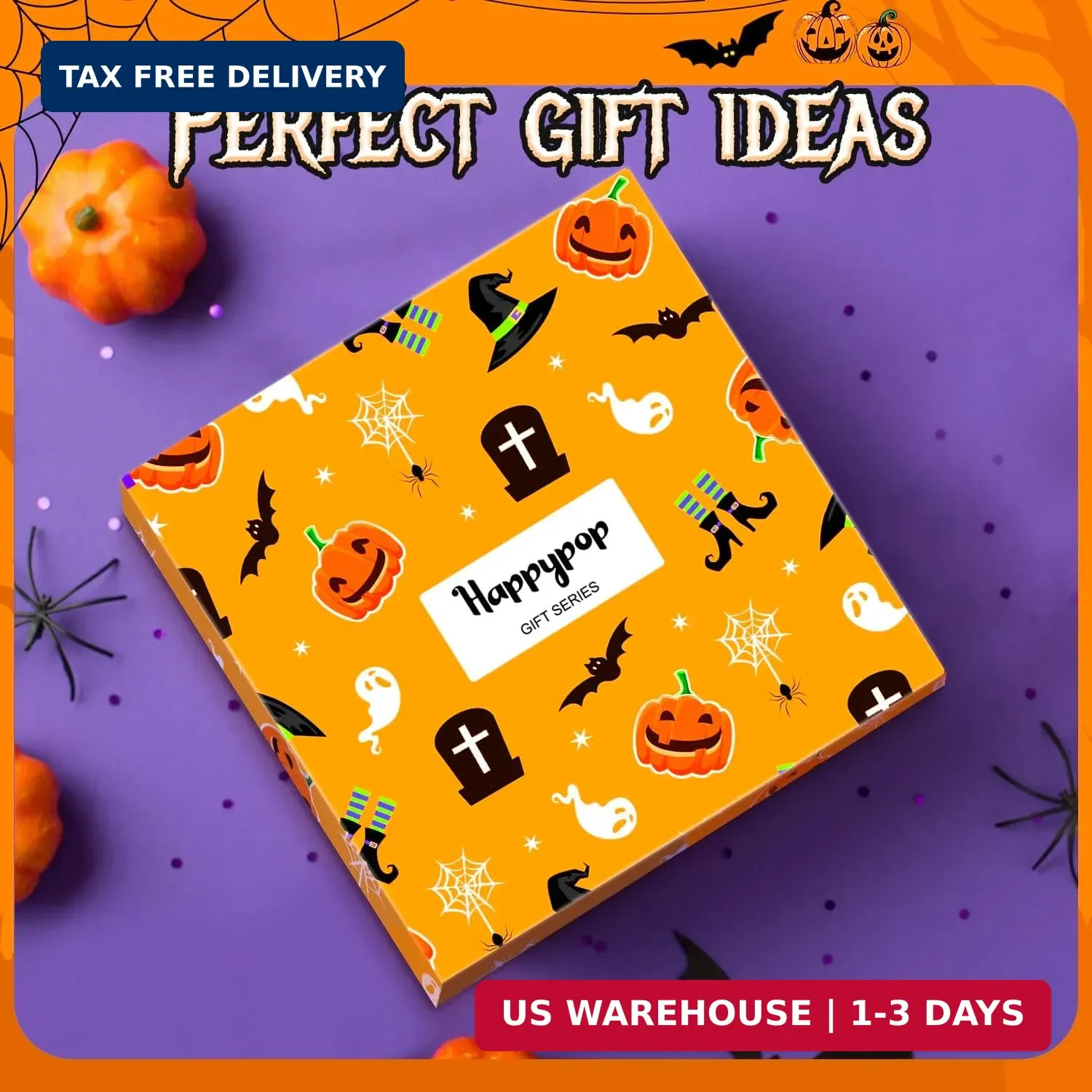 HAPPYPOP Halloween Ghost Gifts – Boo Ghost Spooky Socks with Cards Keychain for