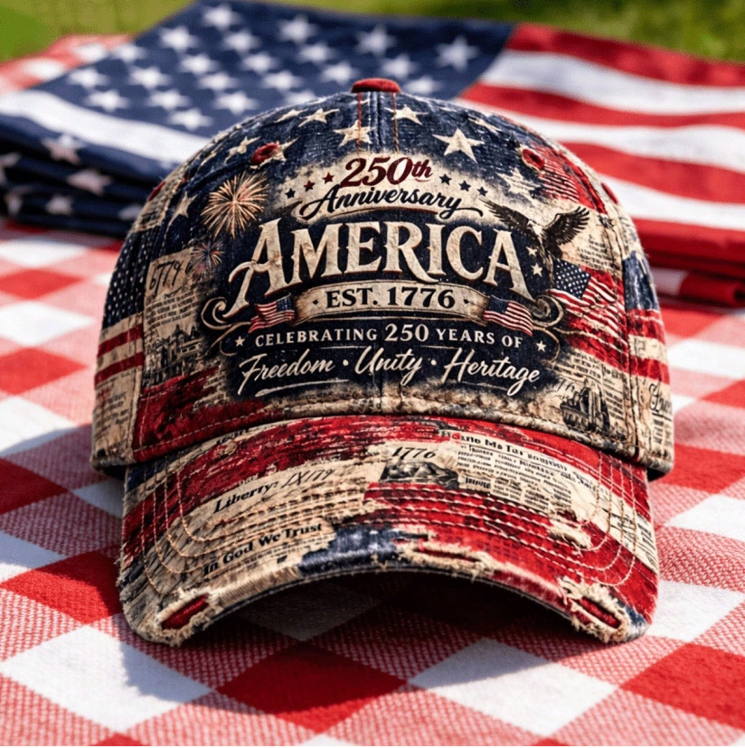 USA 250th Anniversary Hat 1776-2026 Patriotic American Flag Cap