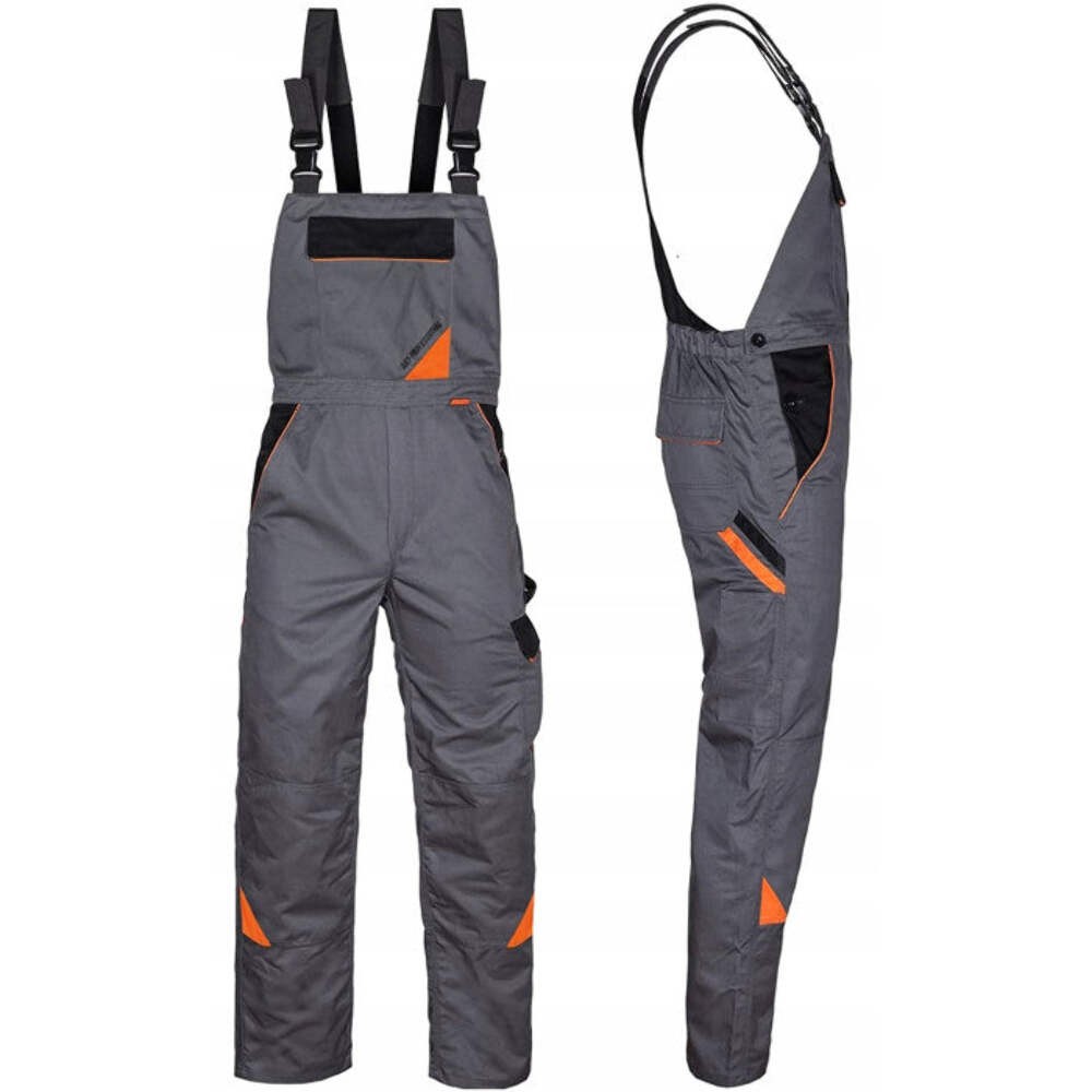 Work bib overall grey color with orange accents “Professional-grey”