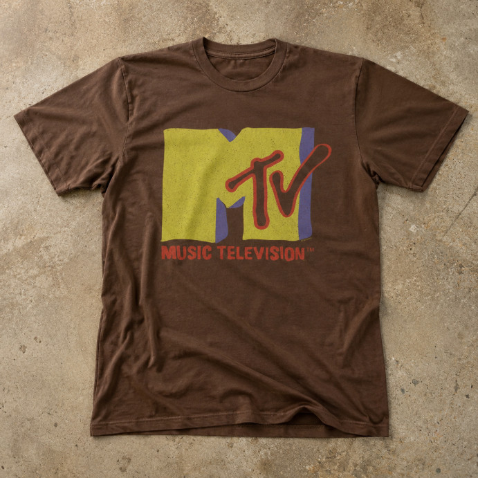 MTV Music Television Retro Logo Brown Graphic T-Shirt Unisex Vintage Style Tee