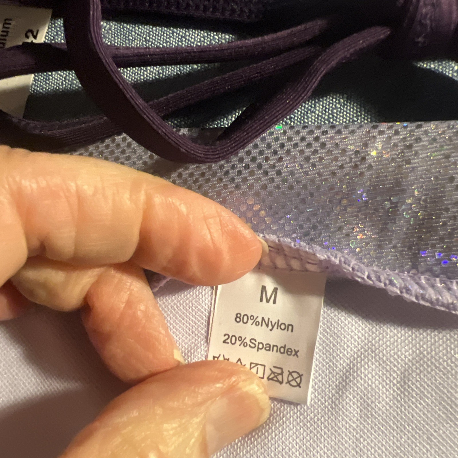 NWT Sz M Bikini A.N.A. Purple Mix Match Hologram Silver Shiny Hi-Waist Bottom