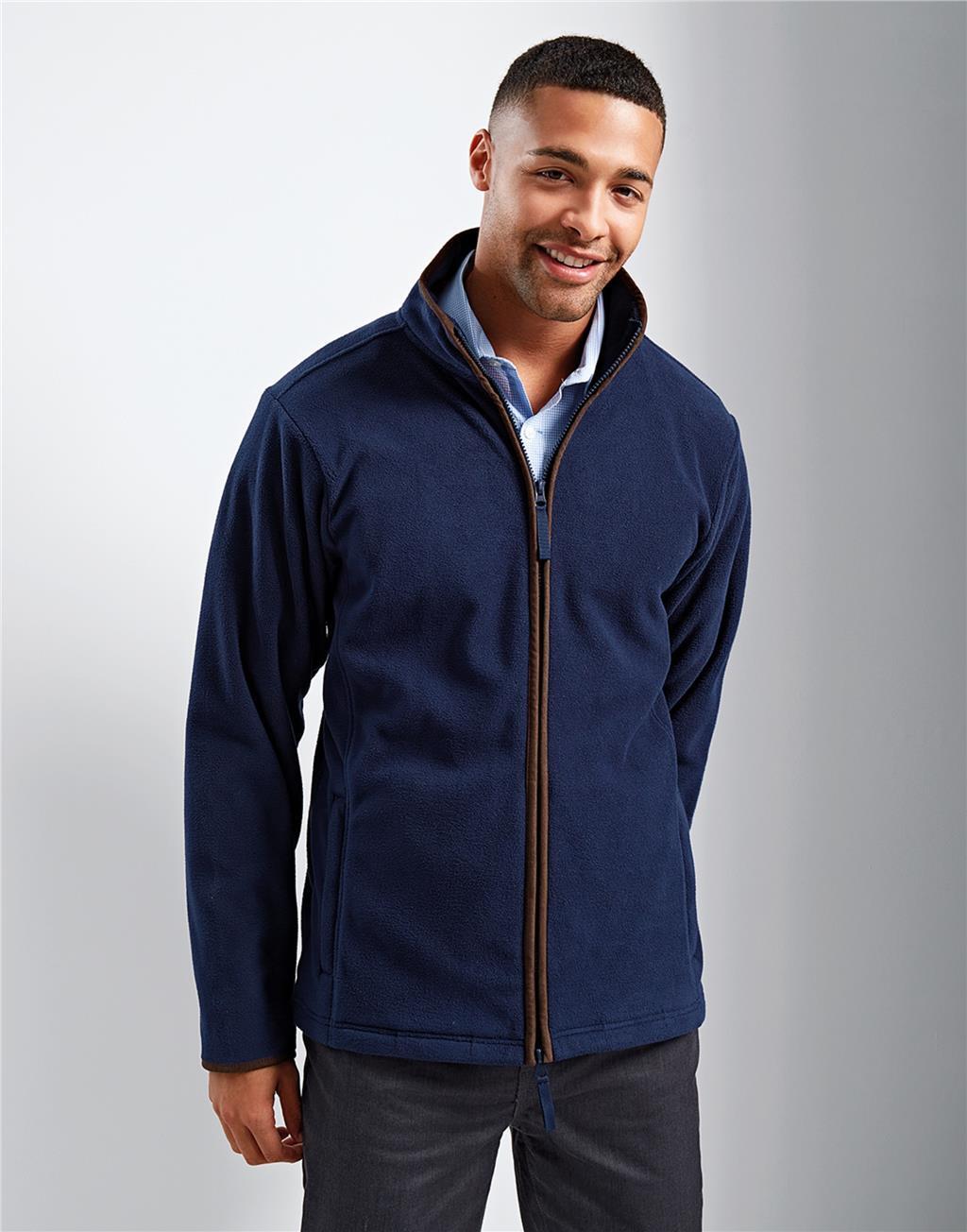 Premier Mens Zip Up Fleece Jacket Plain High Neck Zipped Jumper Warm Outerwear
