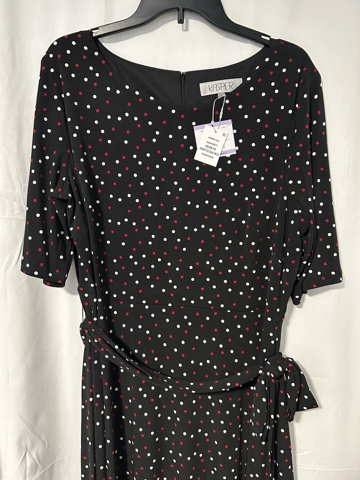 KASPER Black Polka Dot Midi Wear To Work Dress Plus 18W NWT