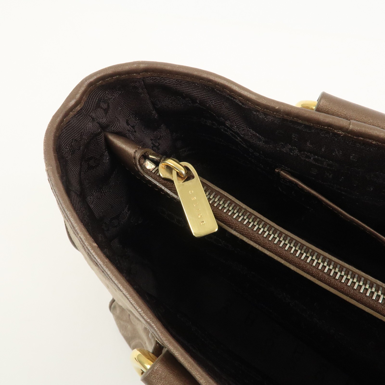CELINE C Macadam Suede Leather Boogie Bag Hand Bag Beige Brown Auth Used F/S