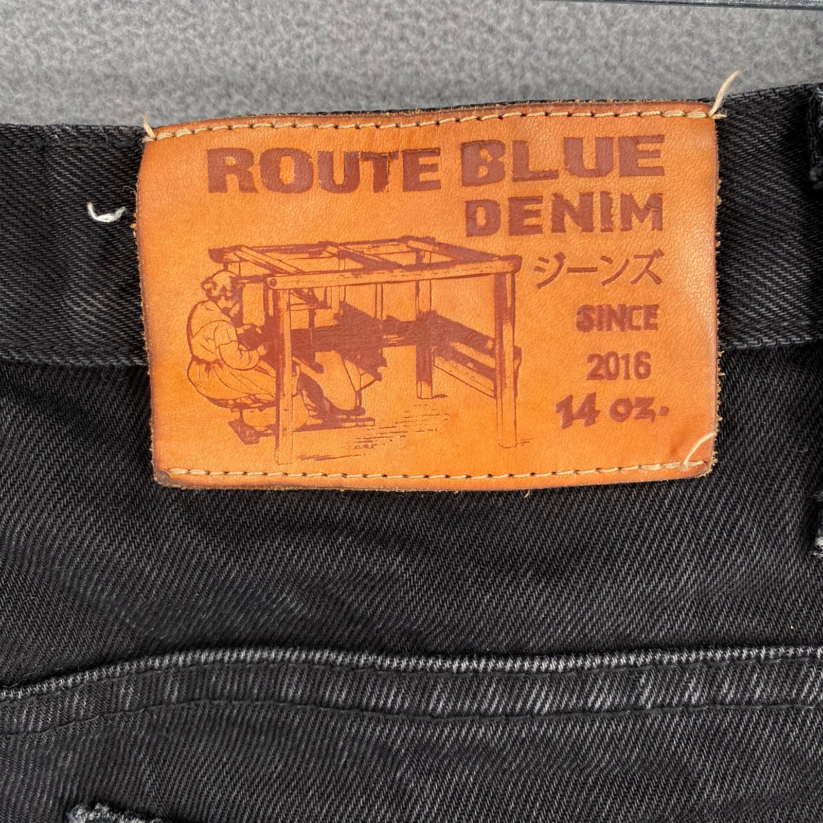 Route Blue Thailand Rare Selvedge Jeans Mens 33 Black Button Fly Straight Leg