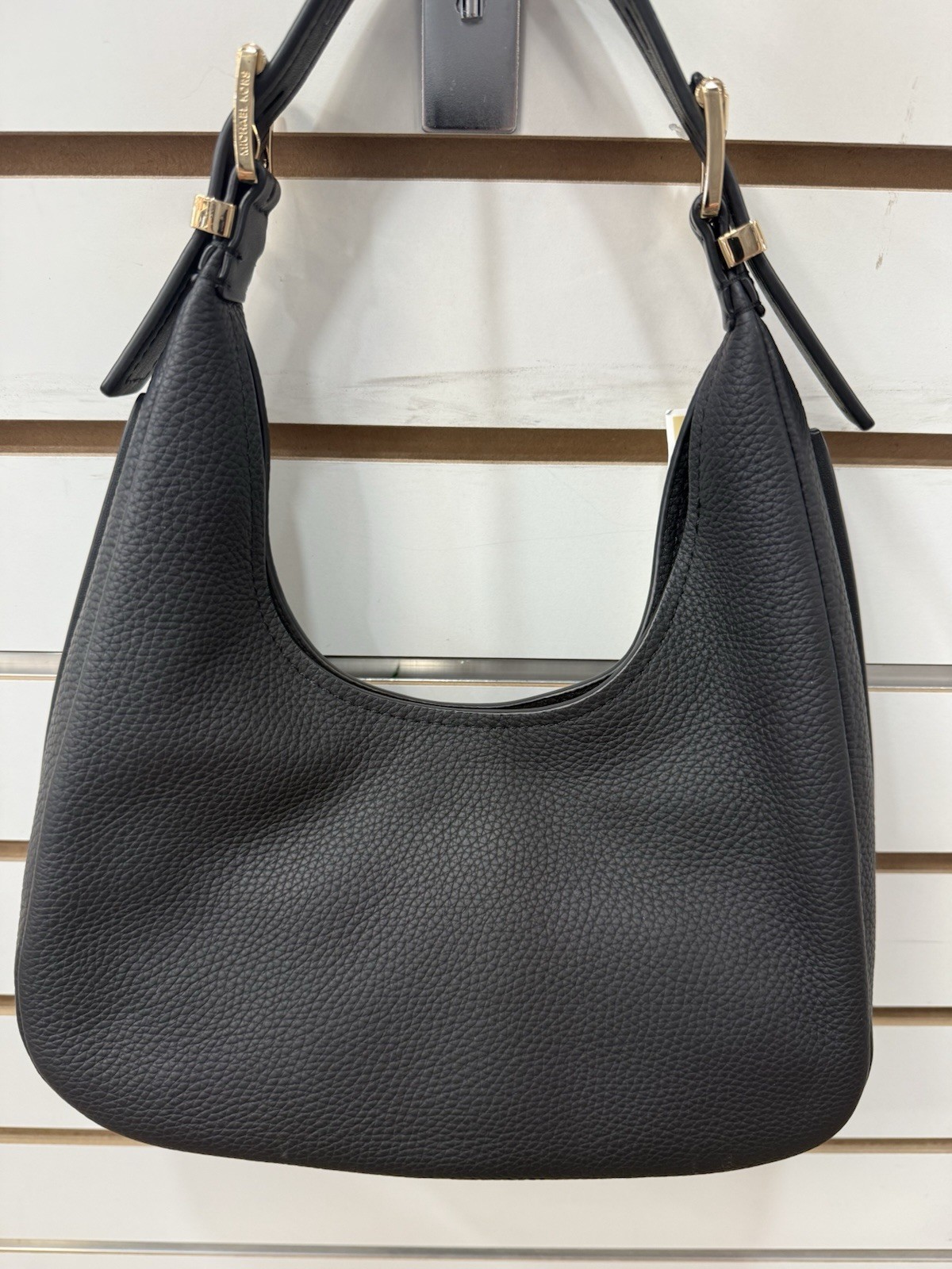 Michael Kors NOLITA Black Pebbled Hobo Bag Zip Closure Shoulder Strap