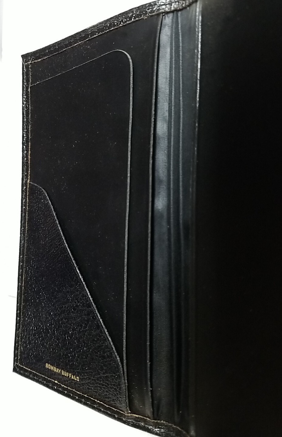 Black CHECKBOOK COVER Genuine Bombay Buffalo LEATHER Wallet Combo NEW