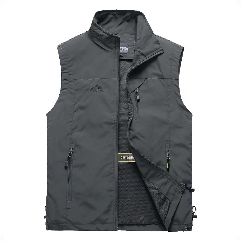 Mens With Pockets Zipper Vest Casual Waistcoat Sleeveless Sport Tops Mesh Lining