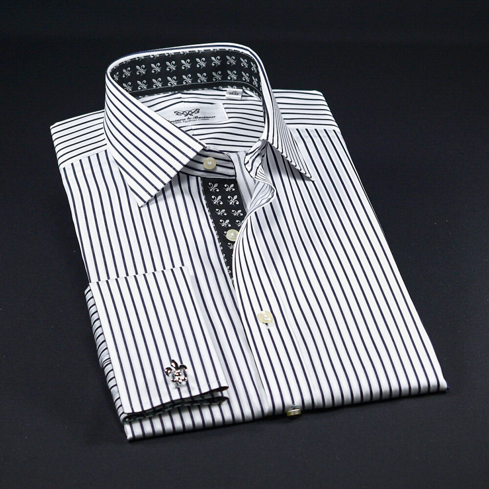 Black Stripe Formal Business With Black Fleur-de-lis Inner Lining Professional