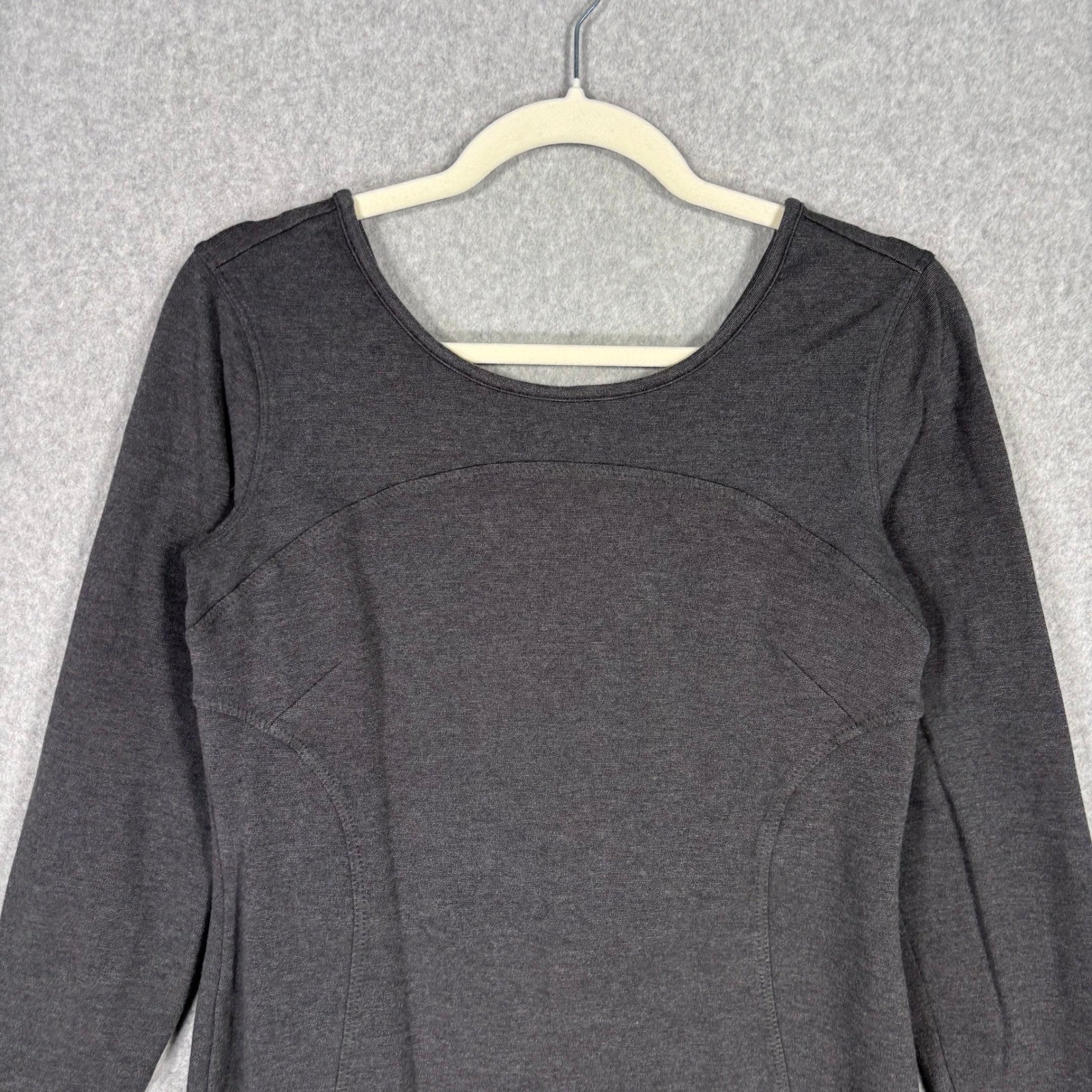 Athleta Illusion Mini Dress Charcoal Ponte Knit Cotton Modal Lagenlook Comfort