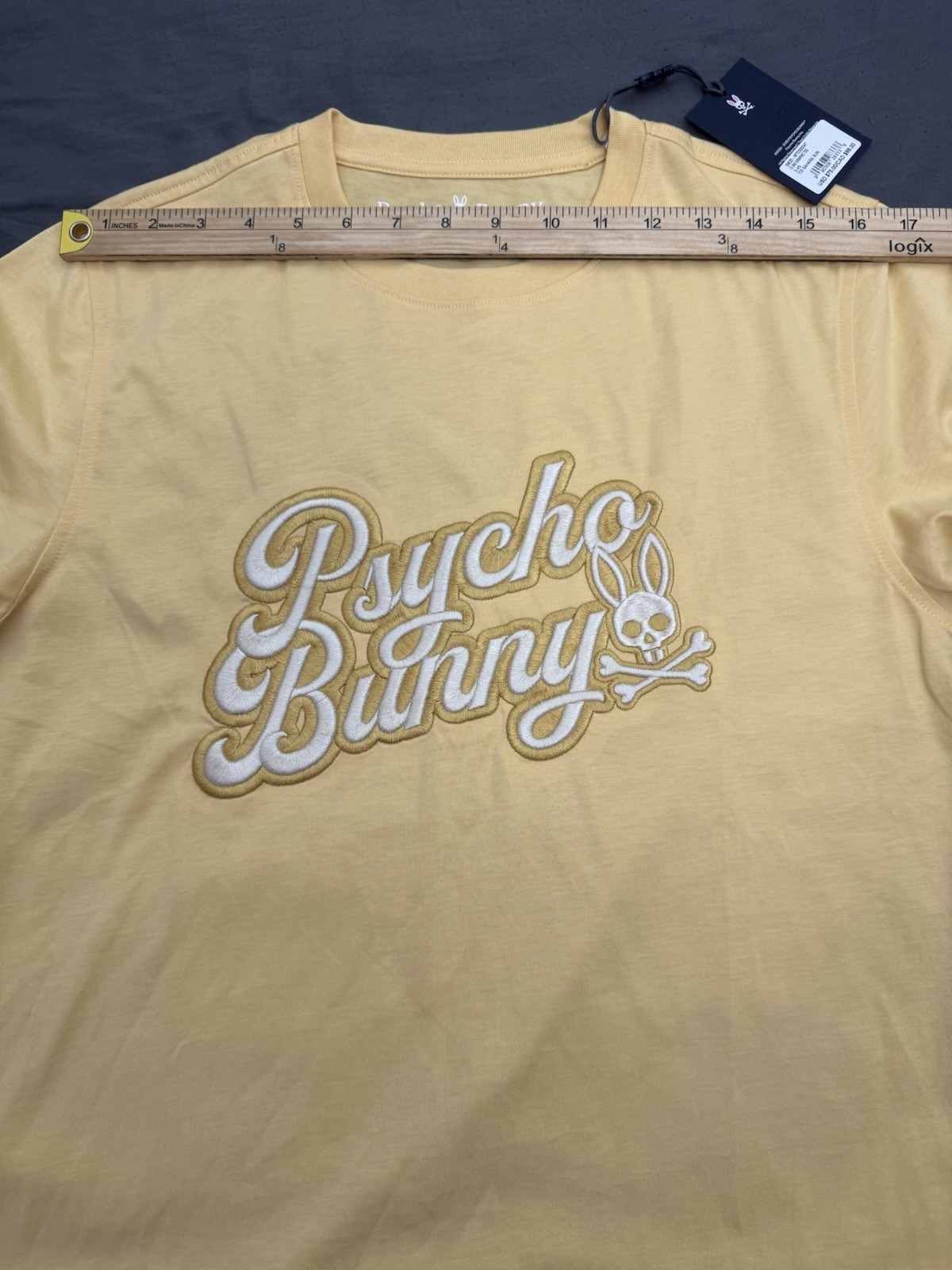 Psycho Bunny Elias Graphic Tee Mens S Sz 3 Sahara Sun Yellow Embroidered NWT