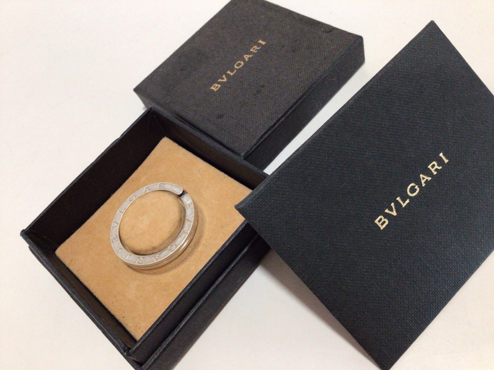 BVLGARI .925 STERLING SILVER KEY CHAIN / KEY FOB RING / BOX