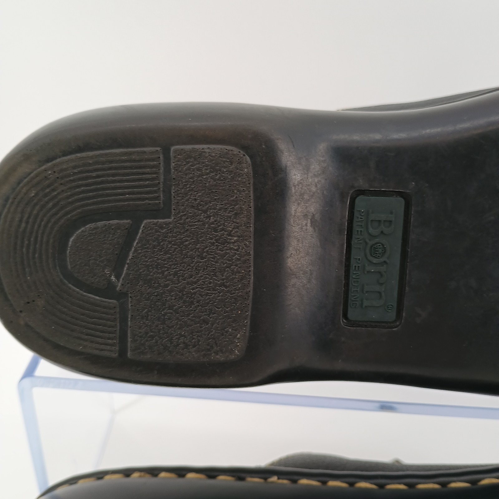 Børn Women’s Leather Slide Sandals 7 M Black Comfort Wedge B4585