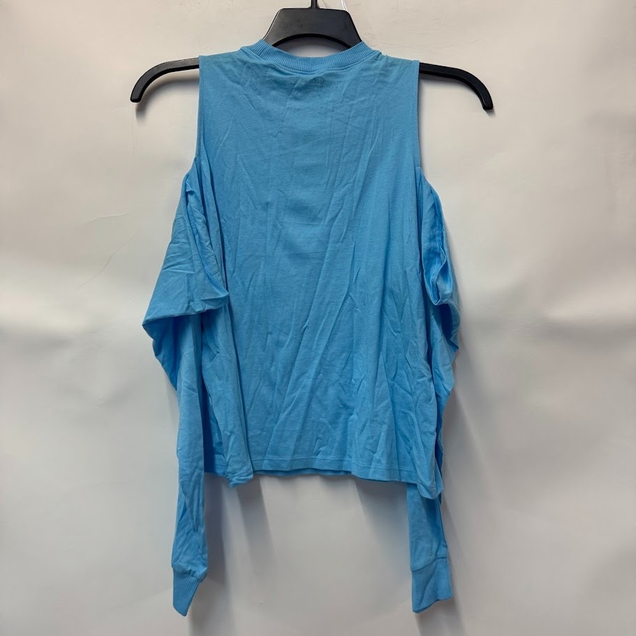 INC Womens M Aqua Blue Cold Shoulder Cotton Long Sleeve T Shirt Top NWT F18