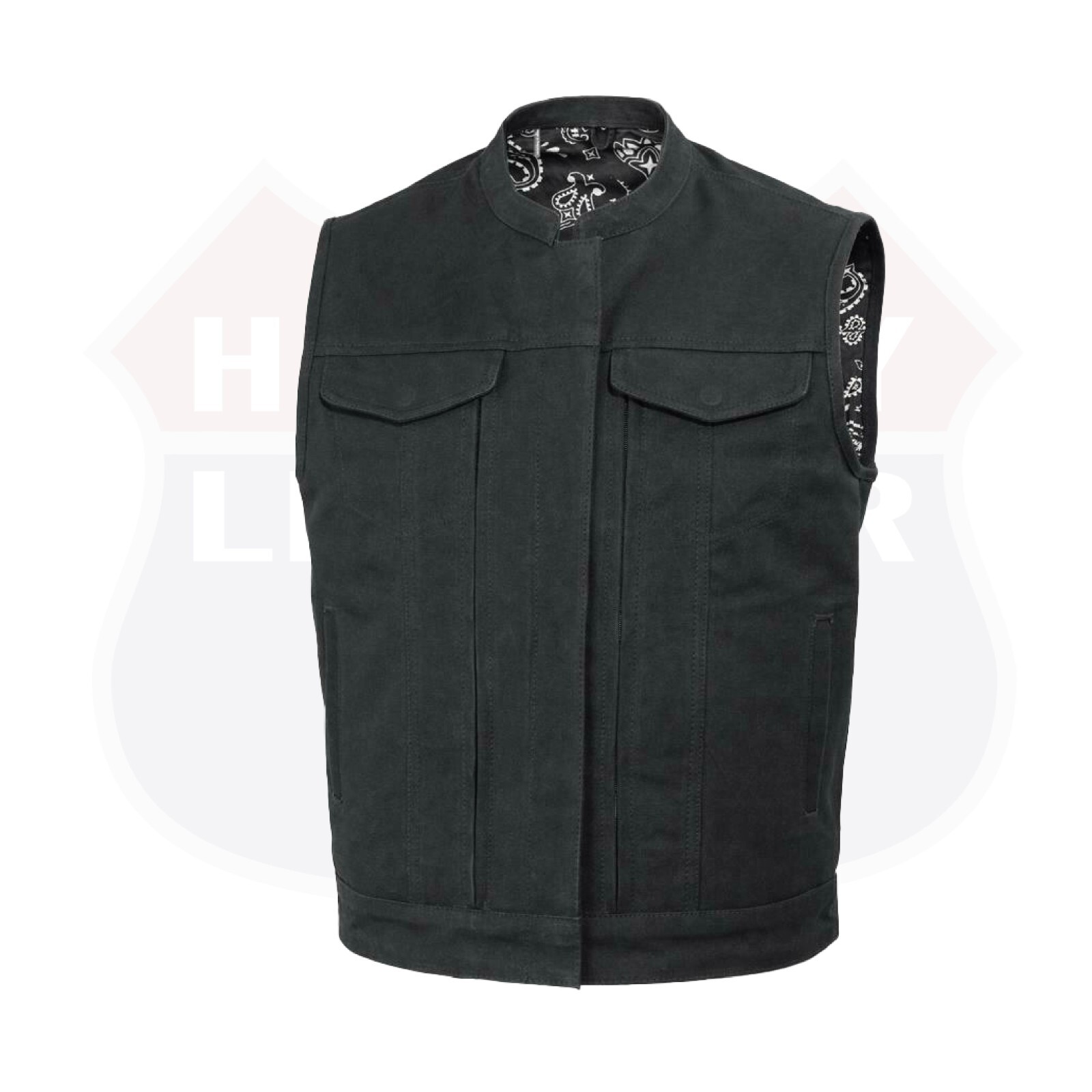 Highland V2 – Men’s Motorcycle Canvas Vest Conceal Carry Pockets, FIM692CNVS