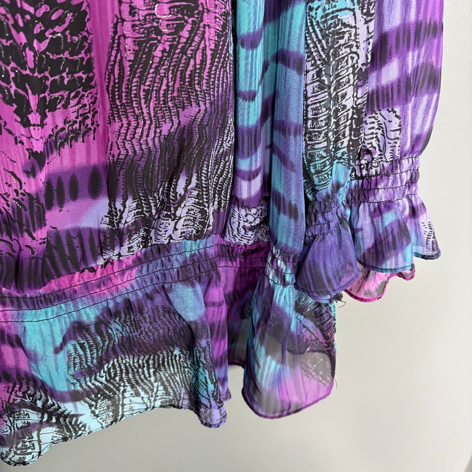 Covington Boho Fairy Sequin Purple & Blue Animal Top – 24/26 – Women’s Plus Size