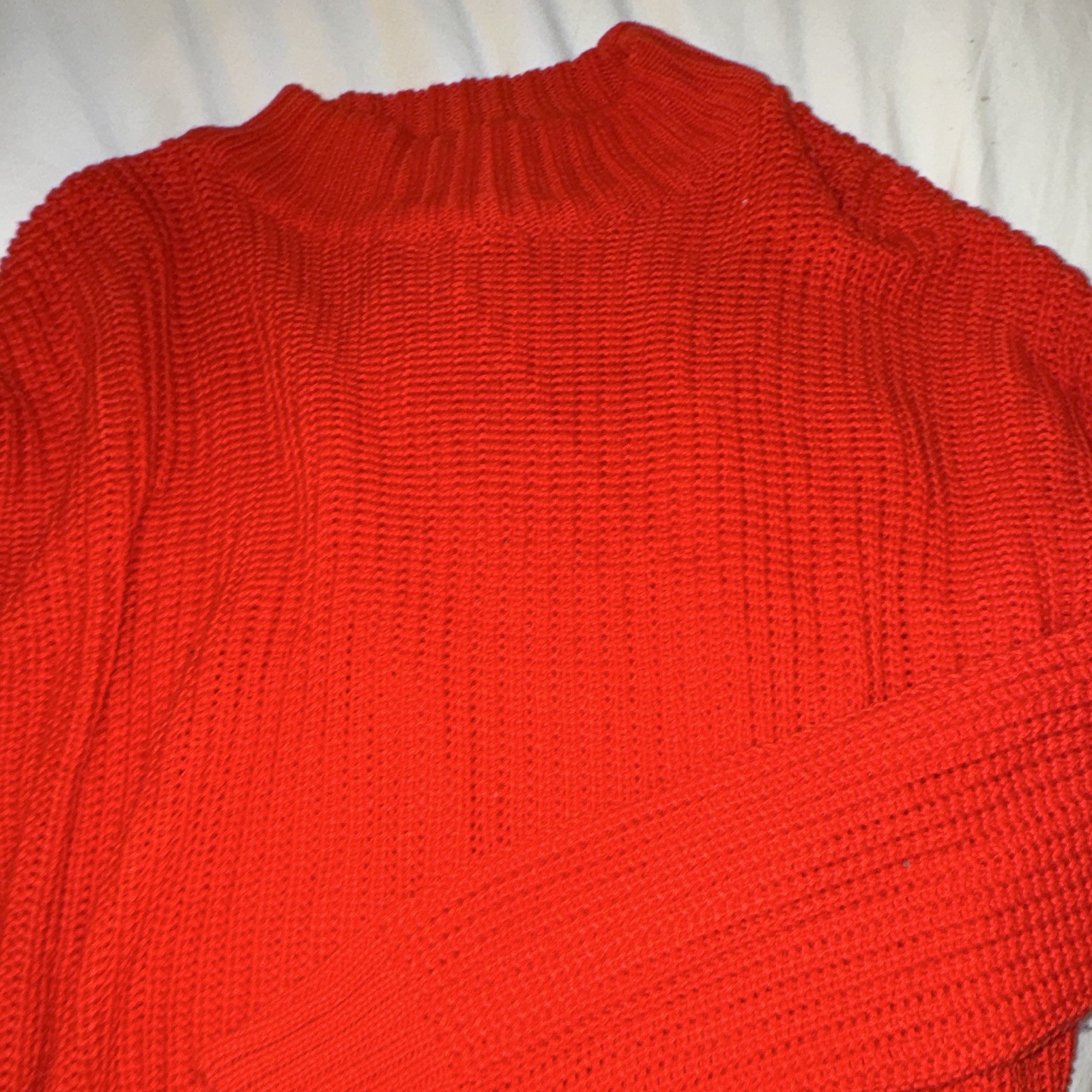 H&M Divided Women’s L Red Rib-Knit Crew Neck Pullover Sweater Long Sleeve