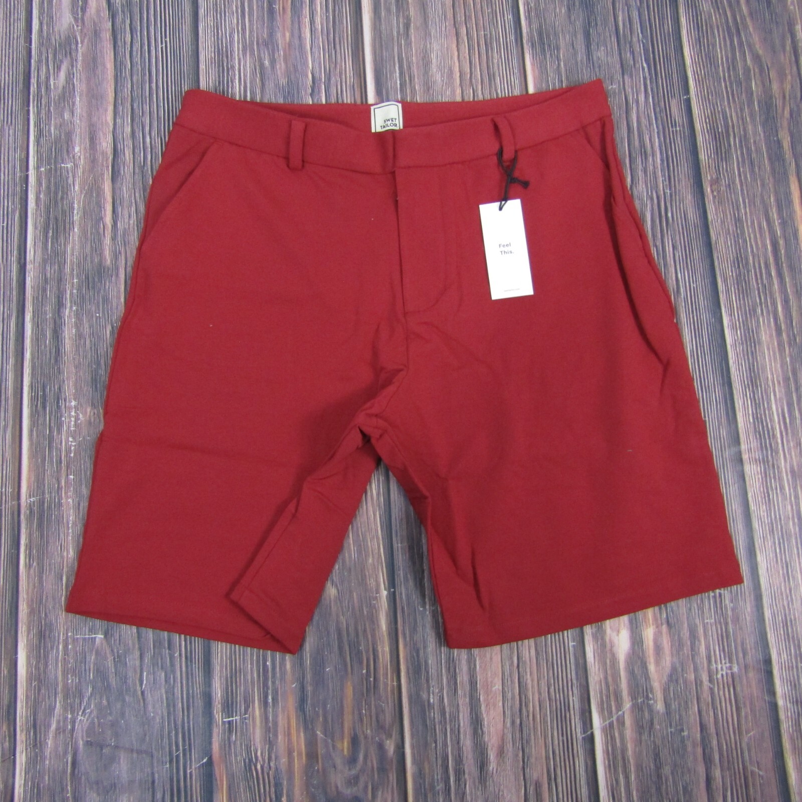 Swet Tailor NEW NWT Mens 34 Red Wine Everyday Chino Shorts Athletic Golf Comfy