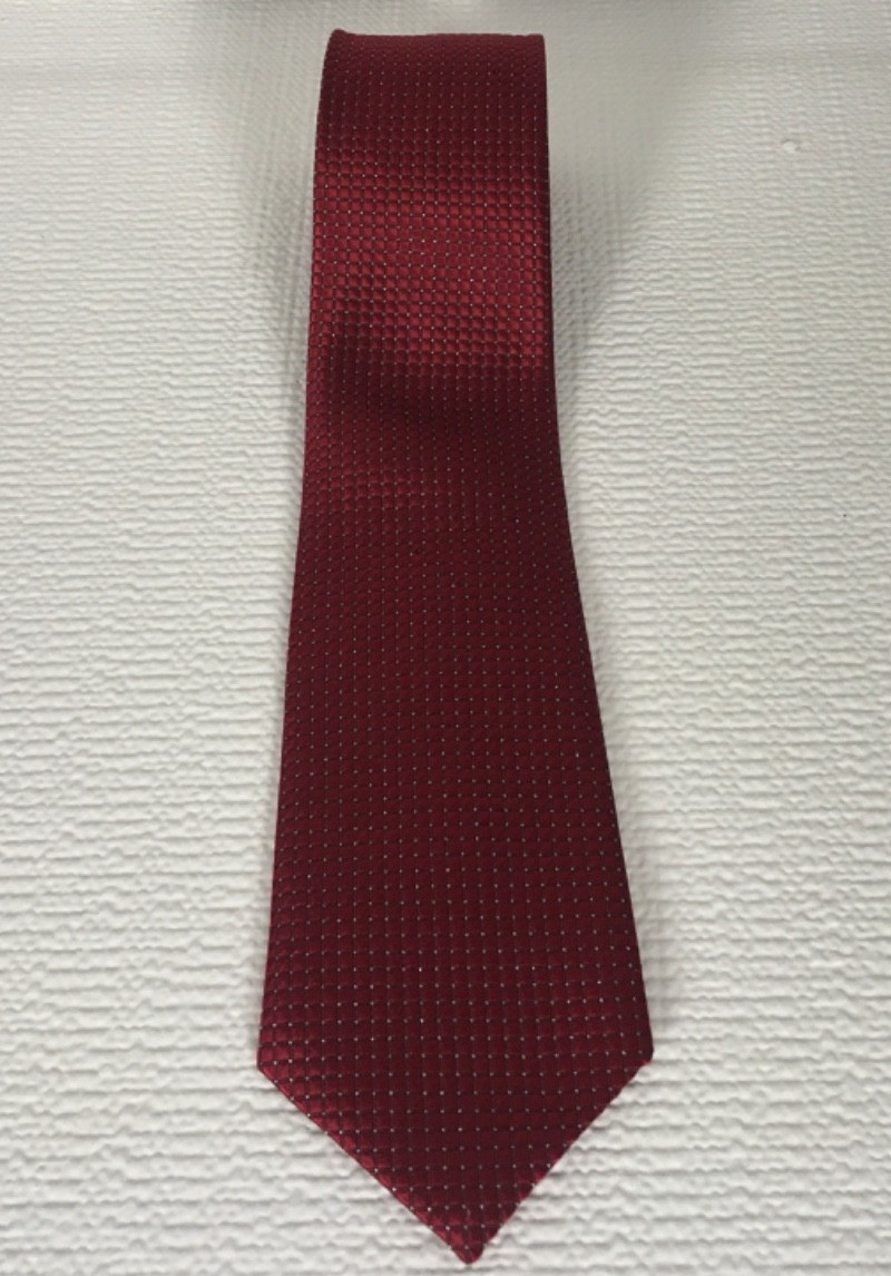 Neck Tie Dark Red with Dark Red Silver Tiny Squares 3.25 inches Wide 55 in Long