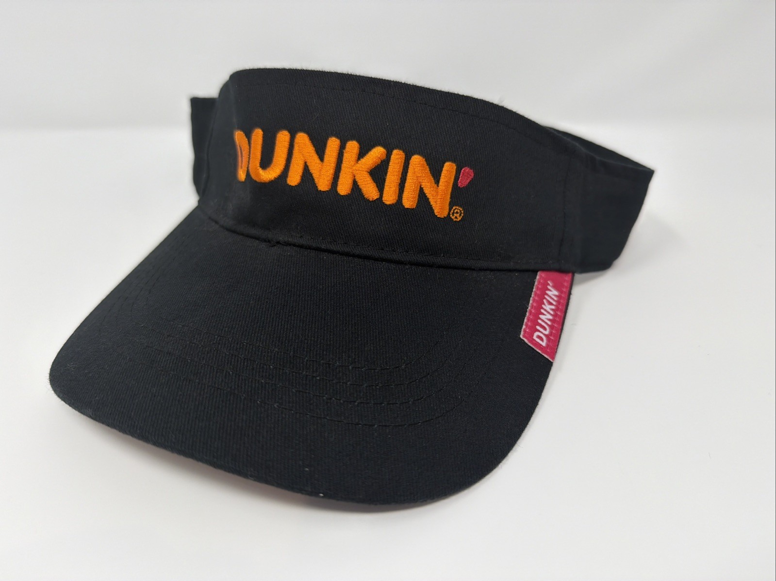 DUNKIN’ Dunkin’ Donuts Employee Uniform Visor Hat OSFA Black Cotton Embroidered